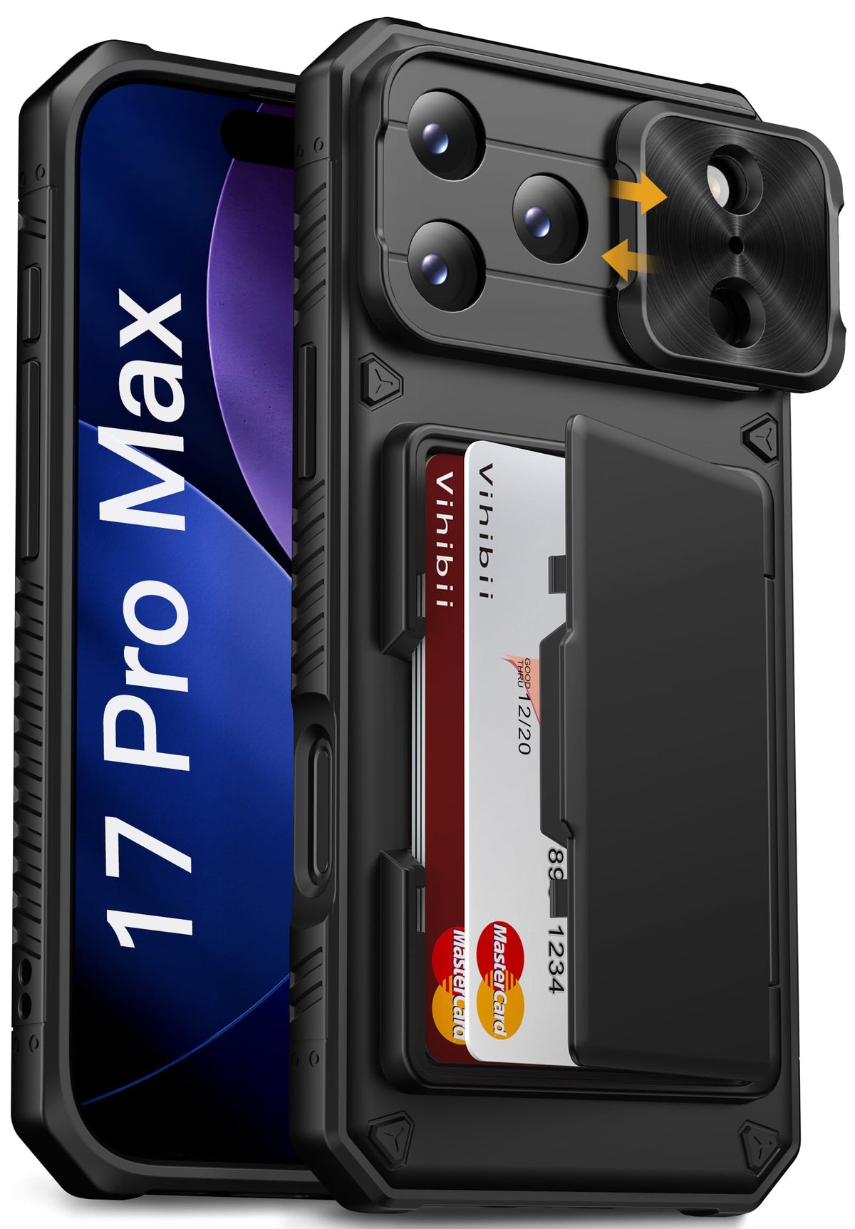 Vihibii for iPhone 18 Pro Case with Card Holder (4 Cards), Burgundy