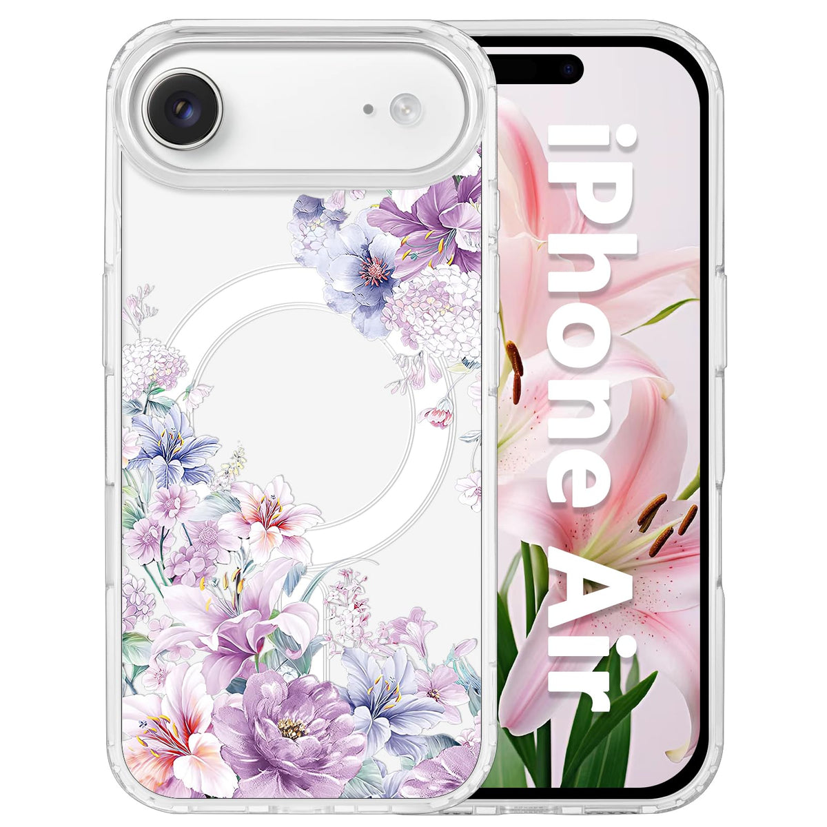for iPhone 18 Pro Floral Case, Clear Magnetic Design, Sunset Beachy