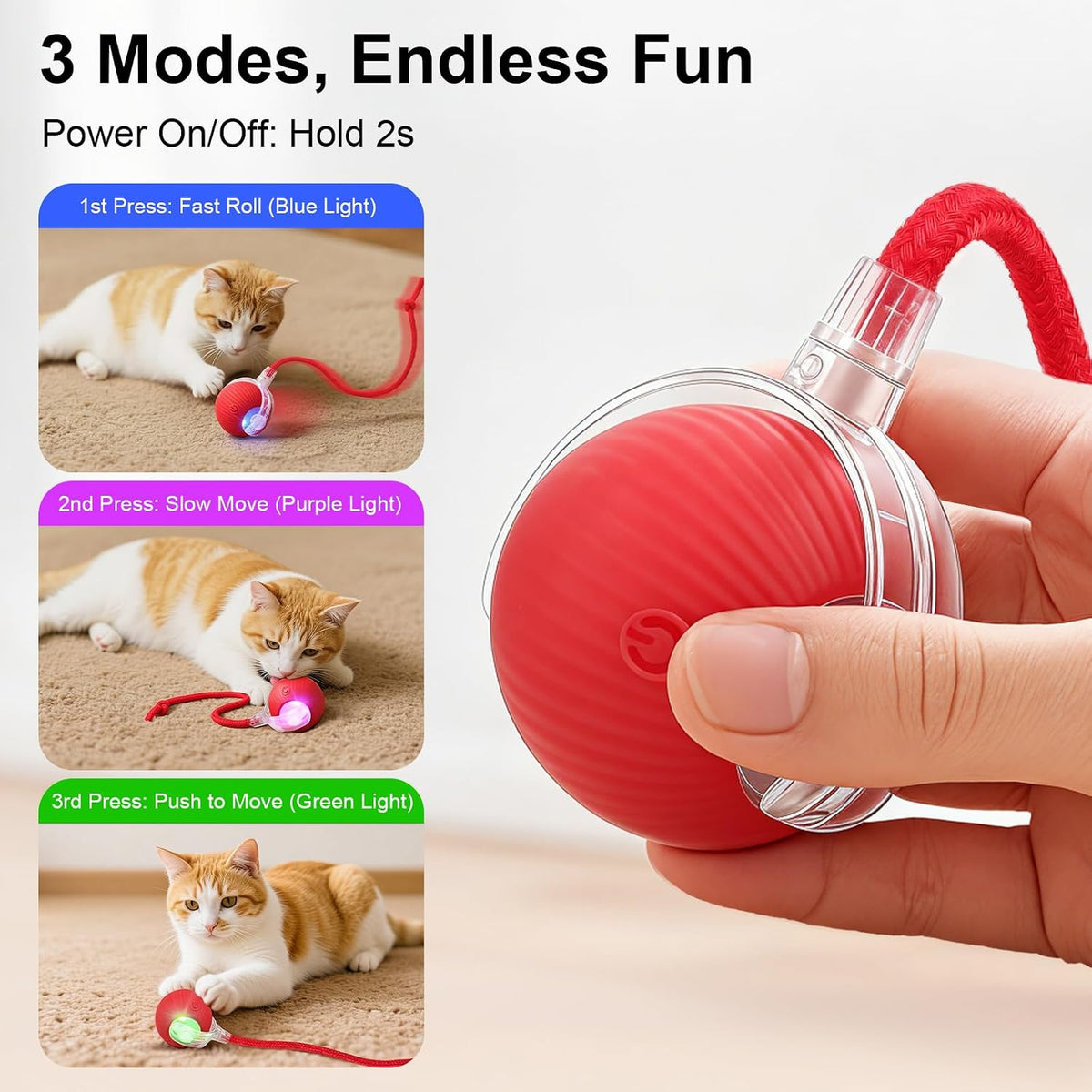 Interactive Automatic Rolling Motion Activated Chase Indoor Cat Ball Toy