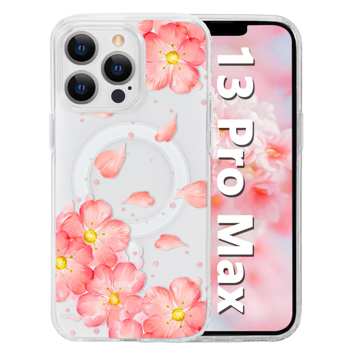 for iPhone 18 Pro Floral Case, Clear Magnetic Design, Sunset Beachy