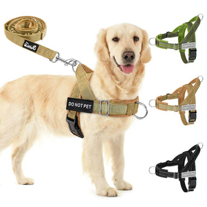 SlowTon No Pull Large Medium Dog Harness and Leash Set,No Choke Escapeproof Neck & Chest Adjustable, 5.9 Ft Dog Leash Anti-Twist Pet Lead, Soft Padded Reflective Tactical Military Dog Harness
