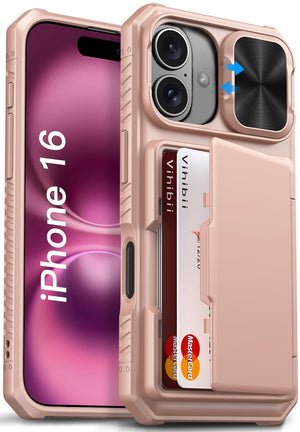 Vihibii for iPhone 18 Pro Case with Card Holder (4 Cards), Burgundy