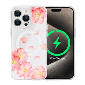 for iPhone 18 Pro Floral Case, Clear Magnetic Design, Sunset Beachy