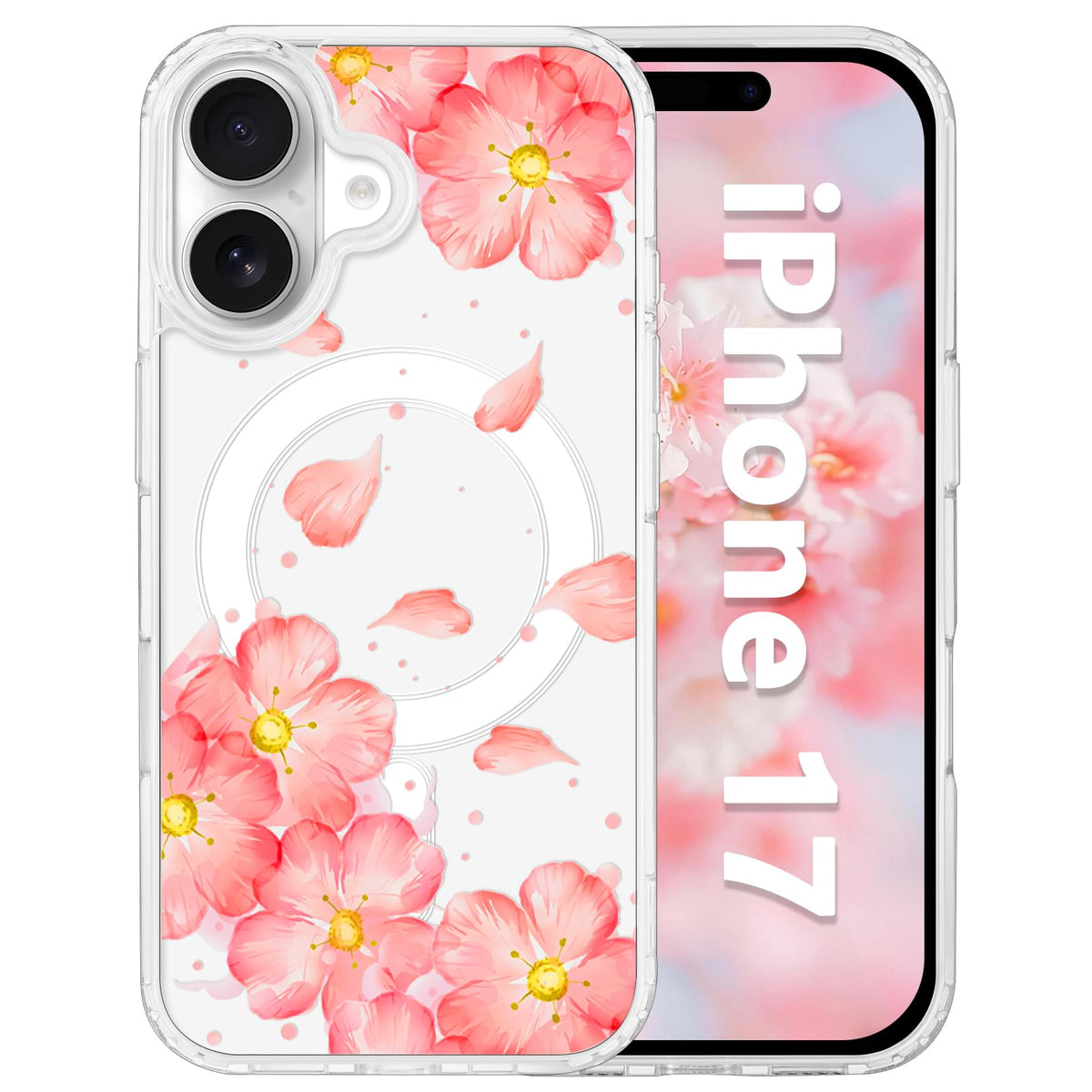 for iPhone 18 Pro Floral Case, Clear Magnetic Design, Sunset Beachy