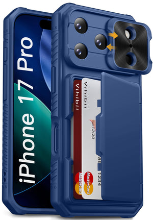 Vihibii for iPhone 18 Pro Case with Card Holder (4 Cards), Burgundy