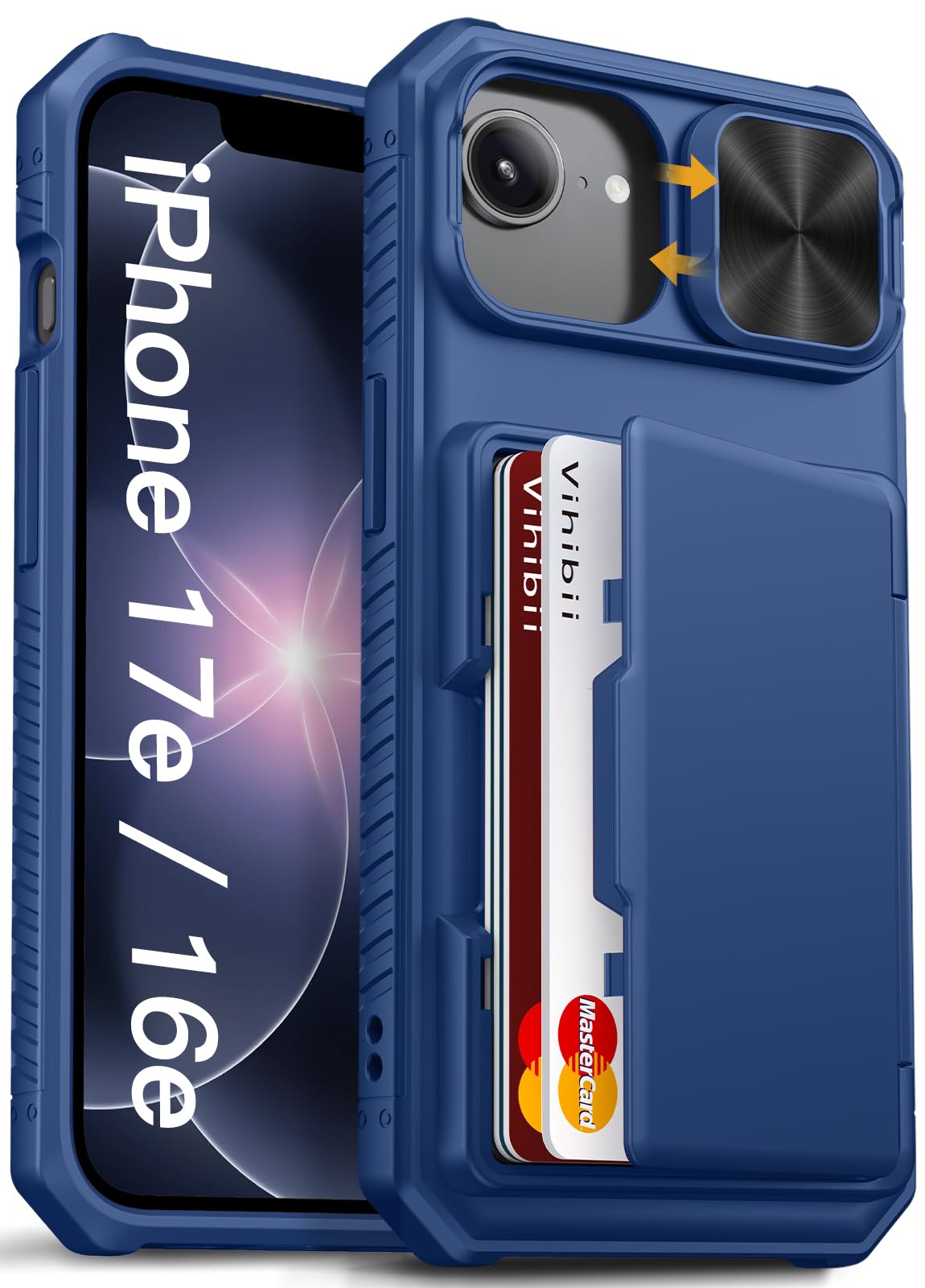 Vihibii for iPhone 18 Pro Case with Card Holder (4 Cards), Burgundy