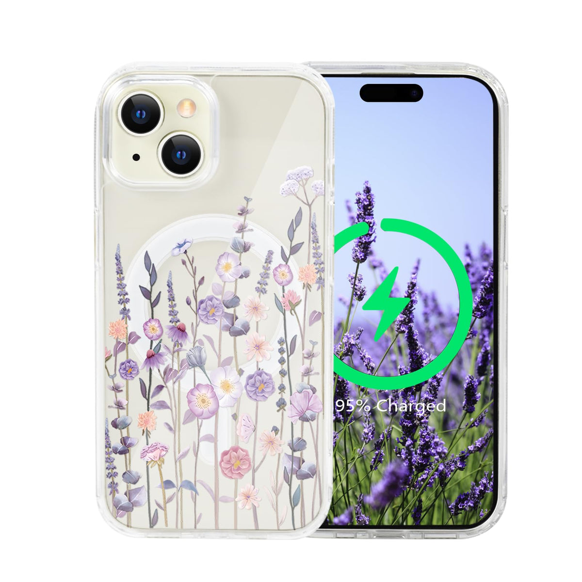 for iPhone 18 Pro Floral Case, Clear Magnetic Design, Sunset Beachy