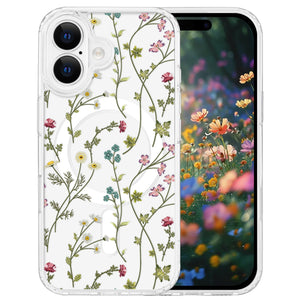 for iPhone 18 Pro Floral Case, Clear Magnetic Design, Sunset Beachy