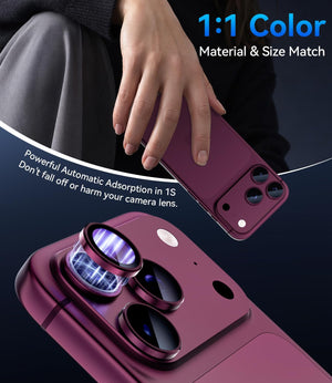 imluckies for iPhone 18 Pro/18 Pro Max Camera Lens Protector, Burgundy Red