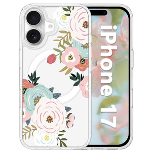 for iPhone 18 Pro Floral Case, Clear Magnetic Design, Sunset Beachy