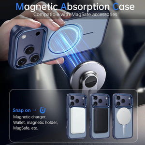 VENINGO for iPhone 17 Pro Case, Compatible with MagSafe Electroplated Camera Edge Anti-Fingerprints, Shockproof Silky Slim Protective Hybrid Case for iPhone 17 Pro 6.3'', Blue