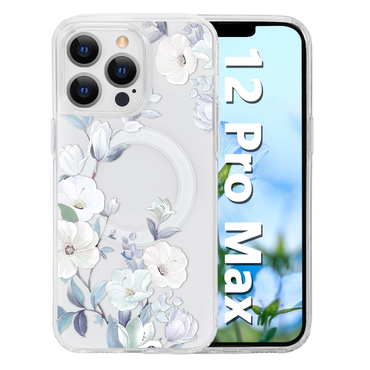 for iPhone 18 Pro Floral Case, Clear Magnetic Design, Sunset Beachy