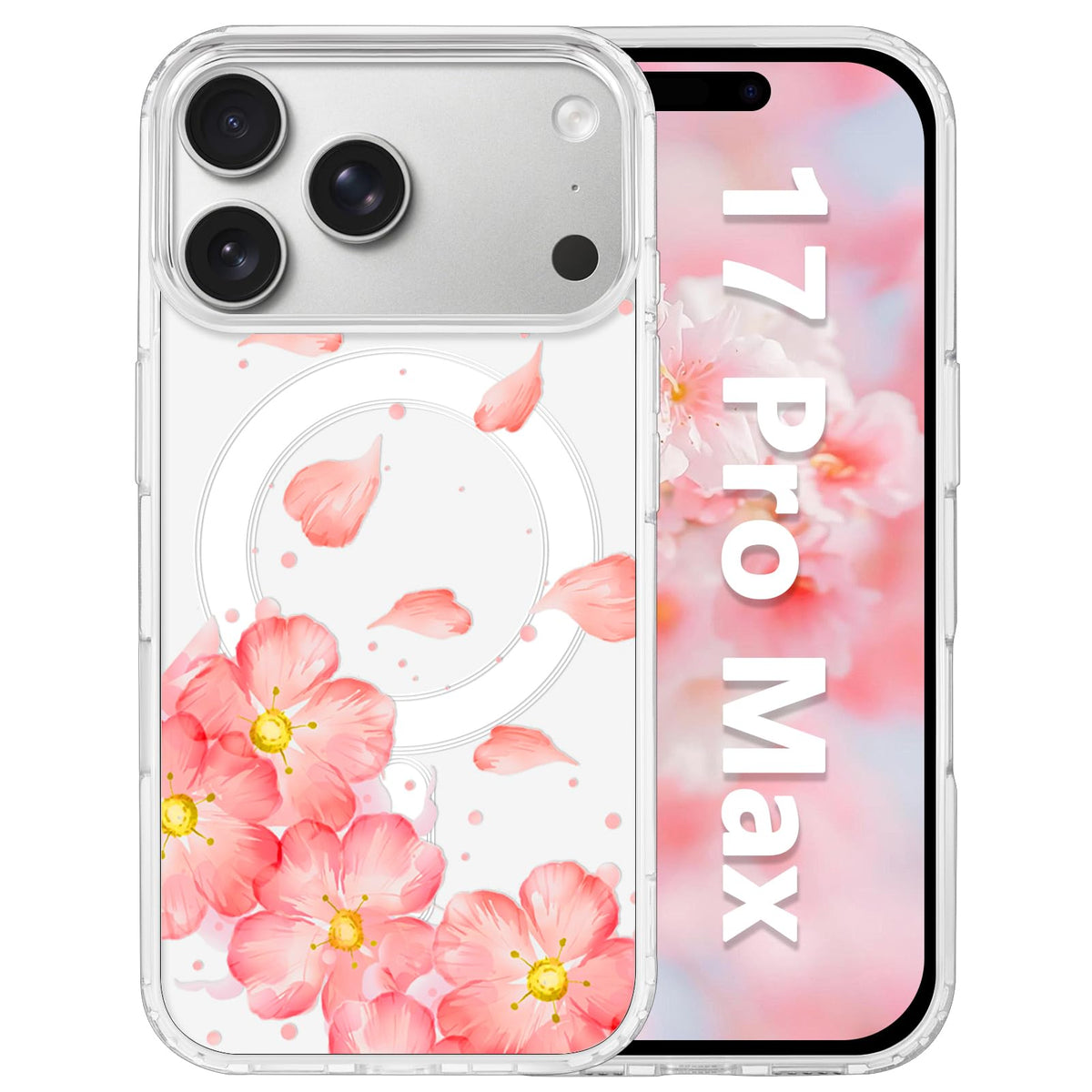for iPhone 18 Pro Floral Case, Clear Magnetic Design, Sunset Beachy