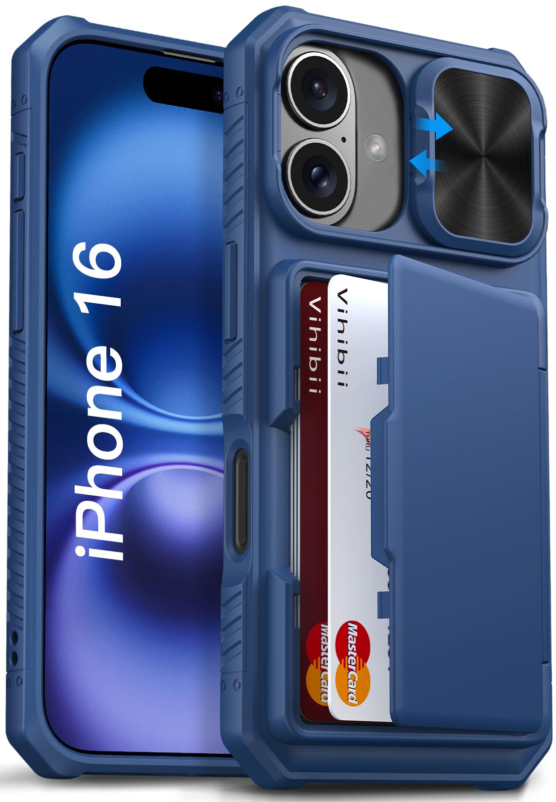 Vihibii for iPhone 18 Pro Case with Card Holder (4 Cards), Burgundy