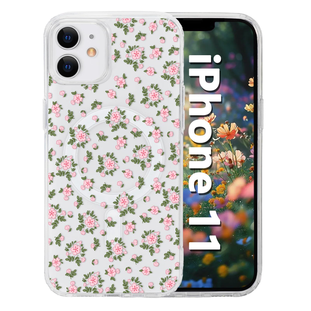 for iPhone 18 Pro Floral Case, Clear Magnetic Design, Sunset Beachy