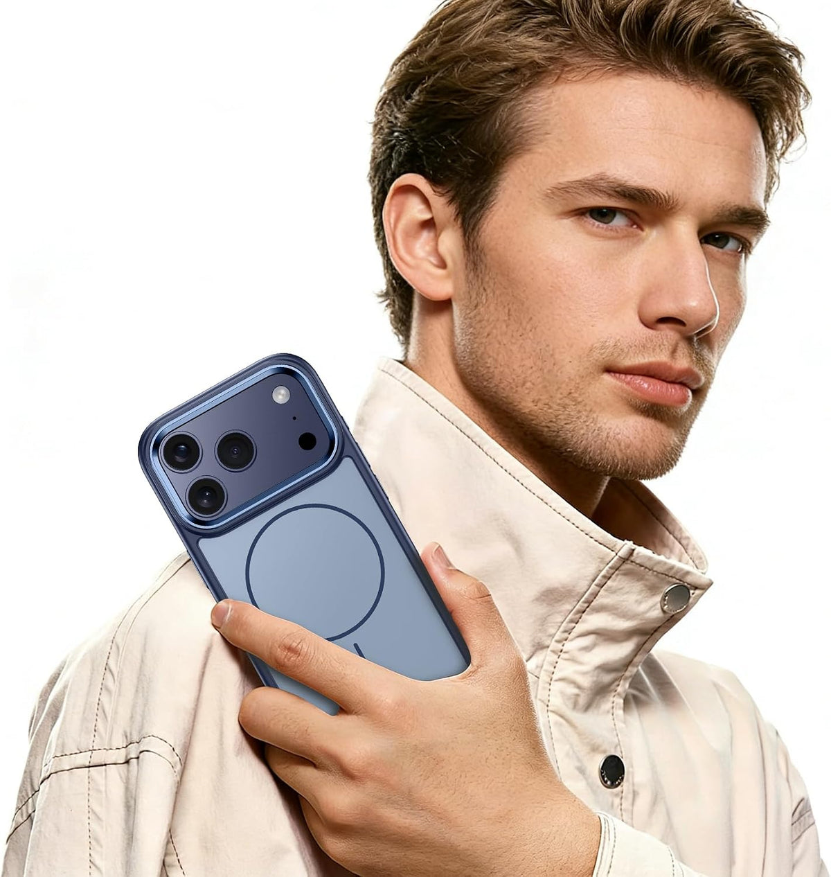 VENINGO for iPhone 17 Pro Case, Compatible with MagSafe Electroplated Camera Edge Anti-Fingerprints, Shockproof Silky Slim Protective Hybrid Case for iPhone 17 Pro 6.3'', Blue