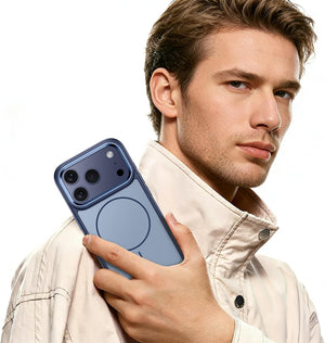 VENINGO for iPhone 17 Pro Case, Compatible with MagSafe Electroplated Camera Edge Anti-Fingerprints, Shockproof Silky Slim Protective Hybrid Case for iPhone 17 Pro 6.3'', Blue