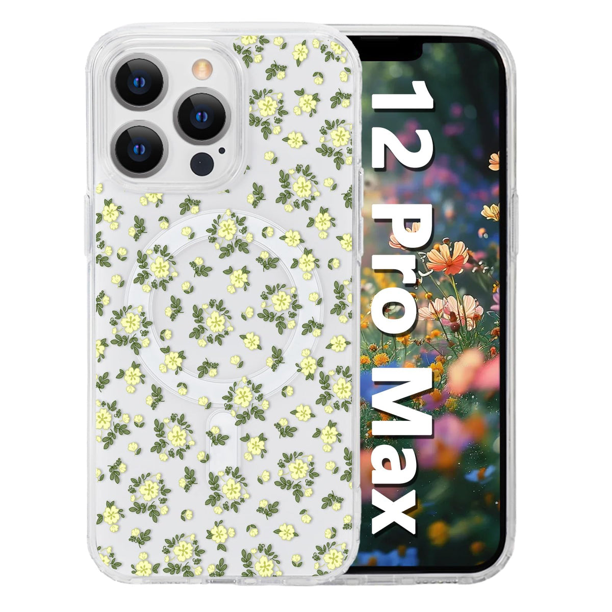 for iPhone 18 Pro Floral Case, Clear Magnetic Design, Sunset Beachy