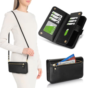 for iPhone 17 Pro 18 Pro Wallet Case Crossbody Lanyard White Leopard
