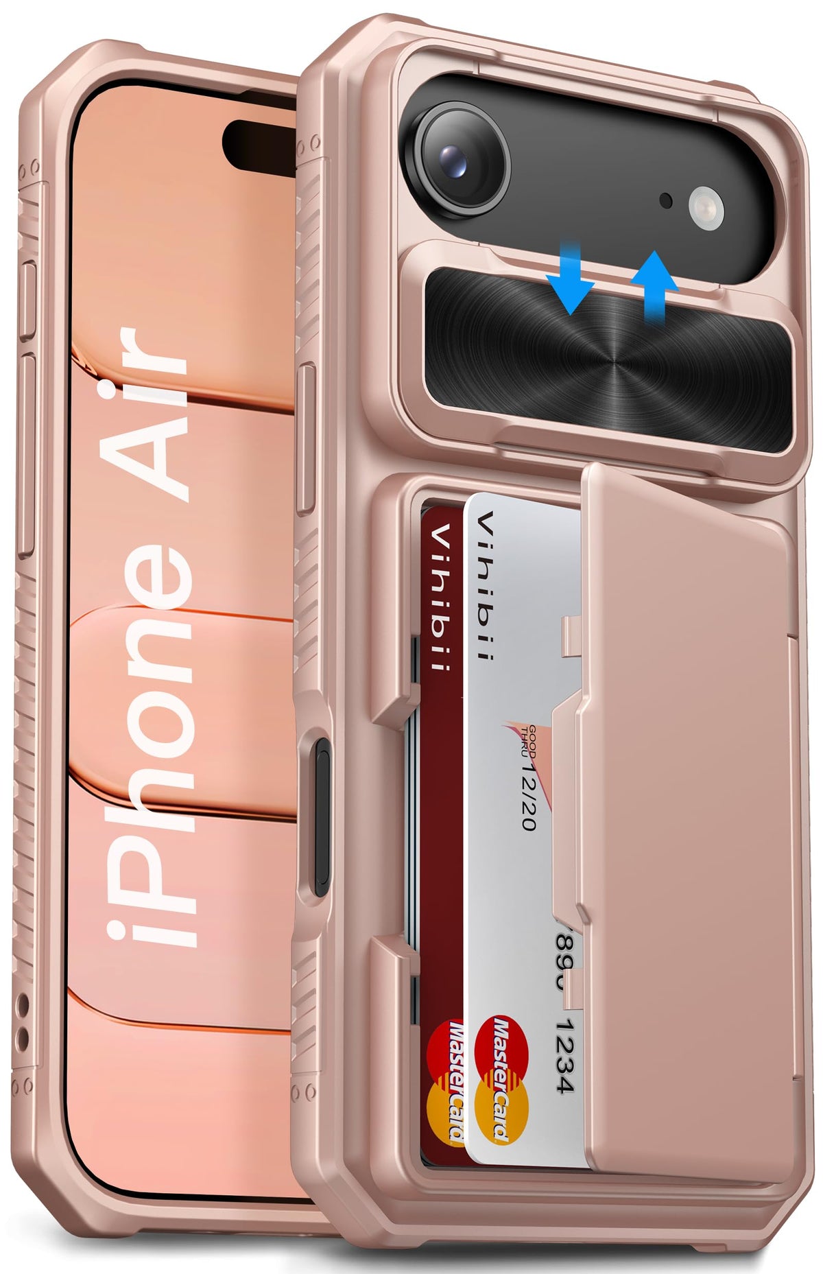 Vihibii for iPhone 18 Pro Case with Card Holder (4 Cards), Burgundy