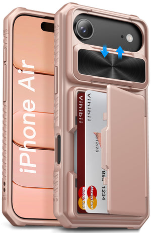 Vihibii for iPhone 18 Pro Case with Card Holder (4 Cards), Burgundy