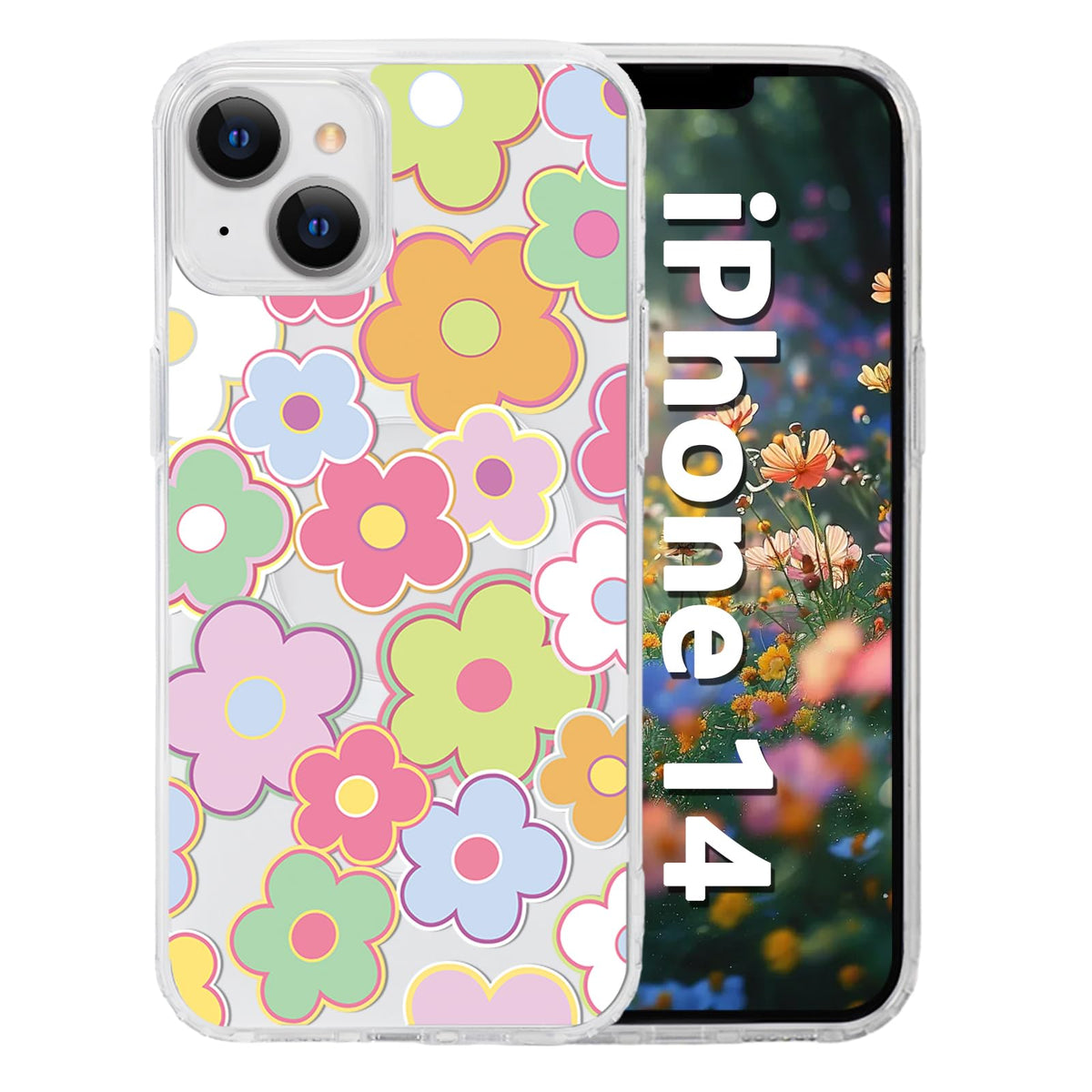 for iPhone 18 Pro Floral Case, Clear Magnetic Design, Sunset Beachy