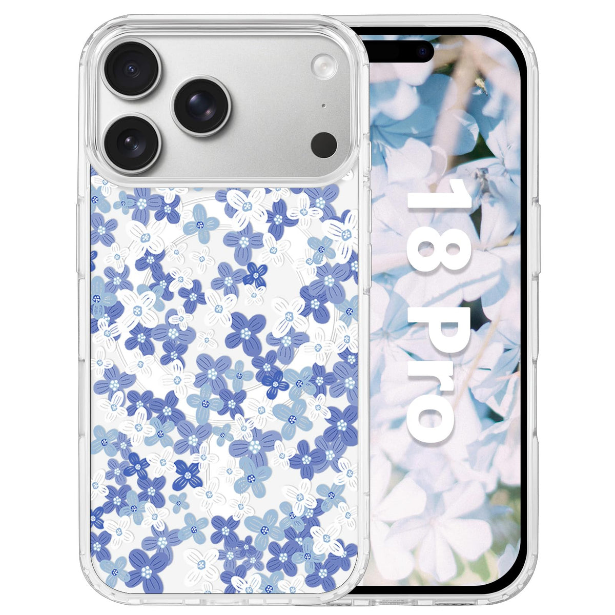 for iPhone 18 Pro Floral Case, Clear Magnetic Design, Sunset Beachy