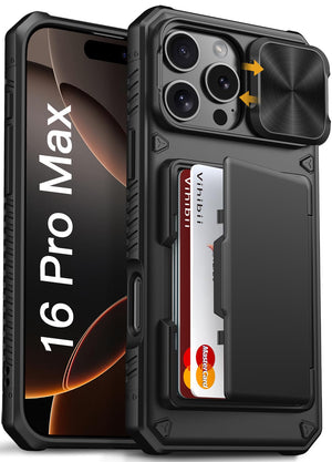 Vihibii for iPhone 18 Pro Case with Card Holder (4 Cards), Burgundy