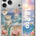 for iPhone 18 Pro Floral Case, Clear Magnetic Design, Sunset Beachy