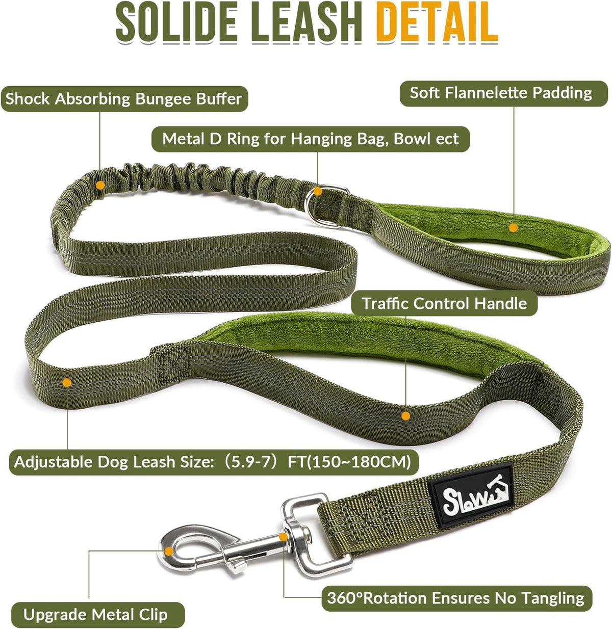 SlowTon No Pull Large Medium Dog Harness and Leash Set,No Choke Escapeproof Neck & Chest Adjustable, 5.9 Ft Dog Leash Anti-Twist Pet Lead, Soft Padded Reflective Tactical Military Dog Harness