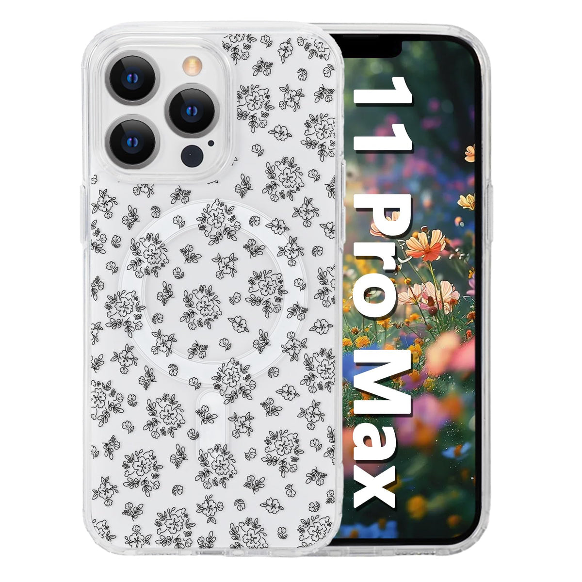 for iPhone 18 Pro Floral Case, Clear Magnetic Design, Sunset Beachy