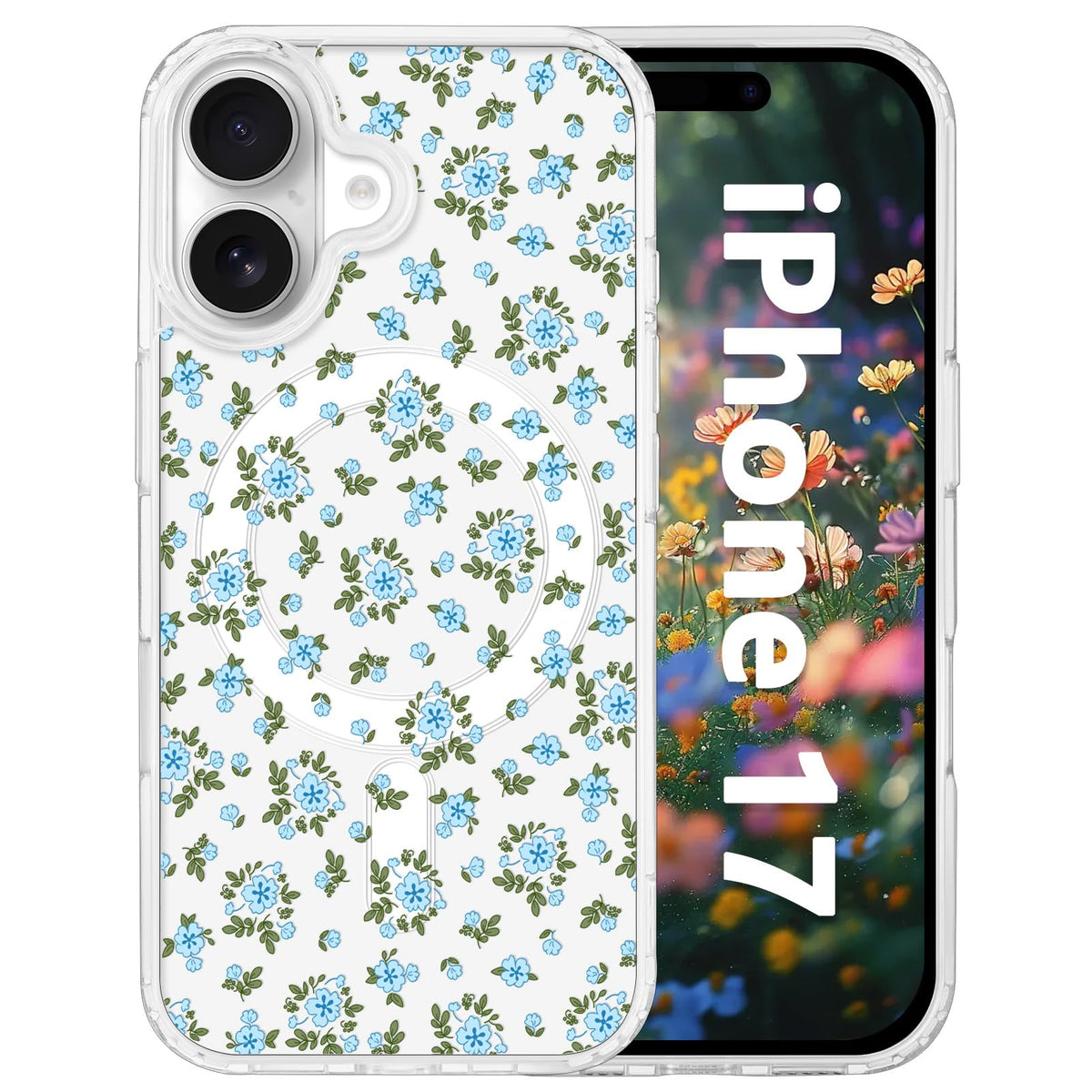 for iPhone 18 Pro Floral Case, Clear Magnetic Design, Sunset Beachy