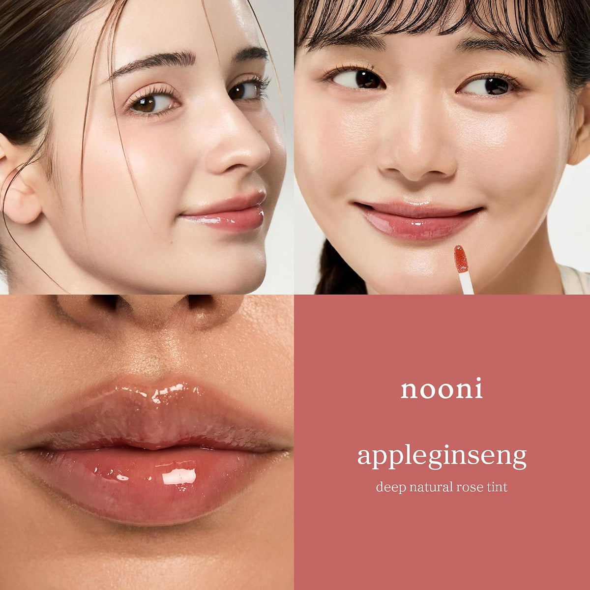 NOONI Korean Lip Oil - Appleginseng - Plumping & Hydrating Tinted Lip Gloss