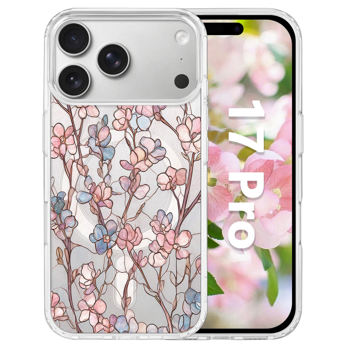 for iPhone 18 Pro Floral Case, Clear Magnetic Design, Sunset Beachy