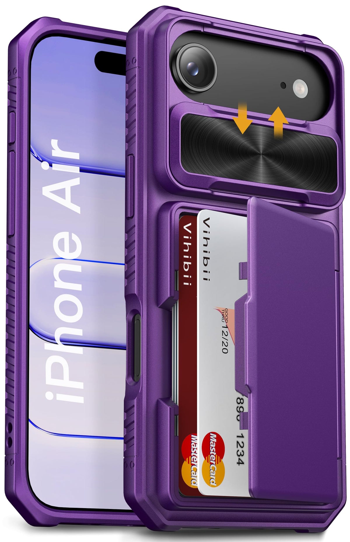 Vihibii for iPhone 18 Pro Case with Card Holder (4 Cards), Burgundy