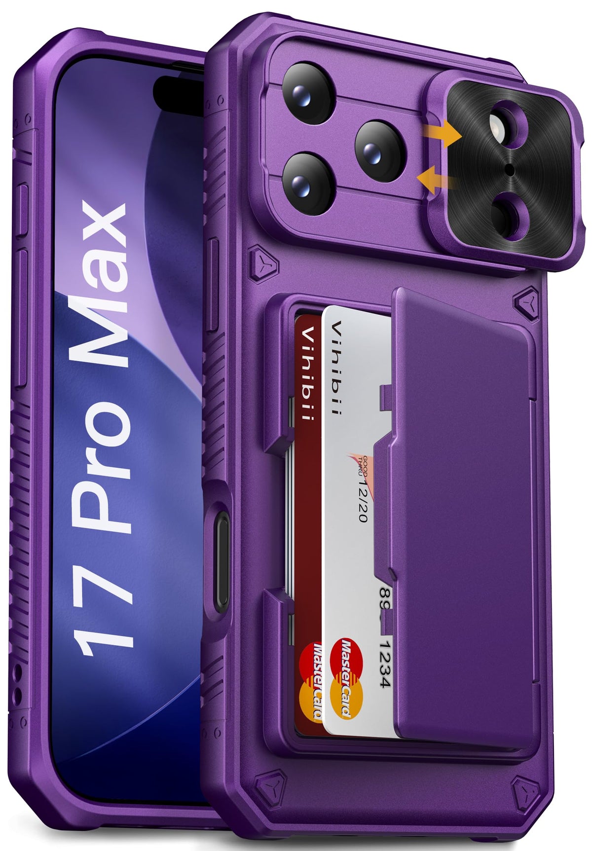 Vihibii for iPhone 18 Pro Case with Card Holder (4 Cards), Burgundy