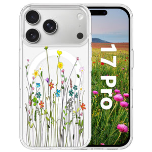 for iPhone 18 Pro Floral Case, Clear Magnetic Design, Sunset Beachy