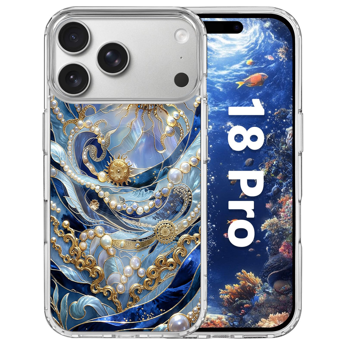 for iPhone 18 Pro Floral Case, Clear Magnetic Design, Sunset Beachy
