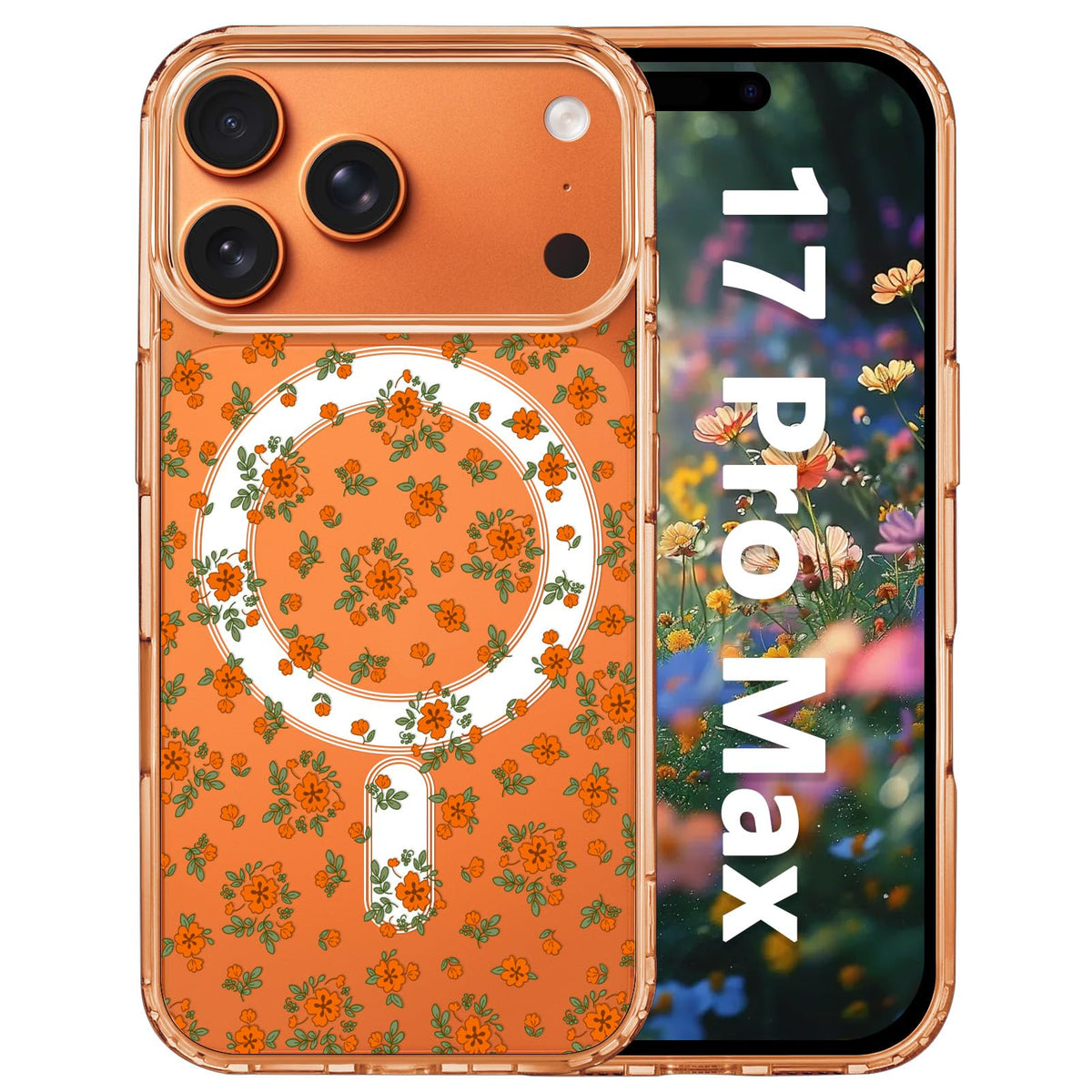 for iPhone 18 Pro Floral Case, Clear Magnetic Design, Sunset Beachy